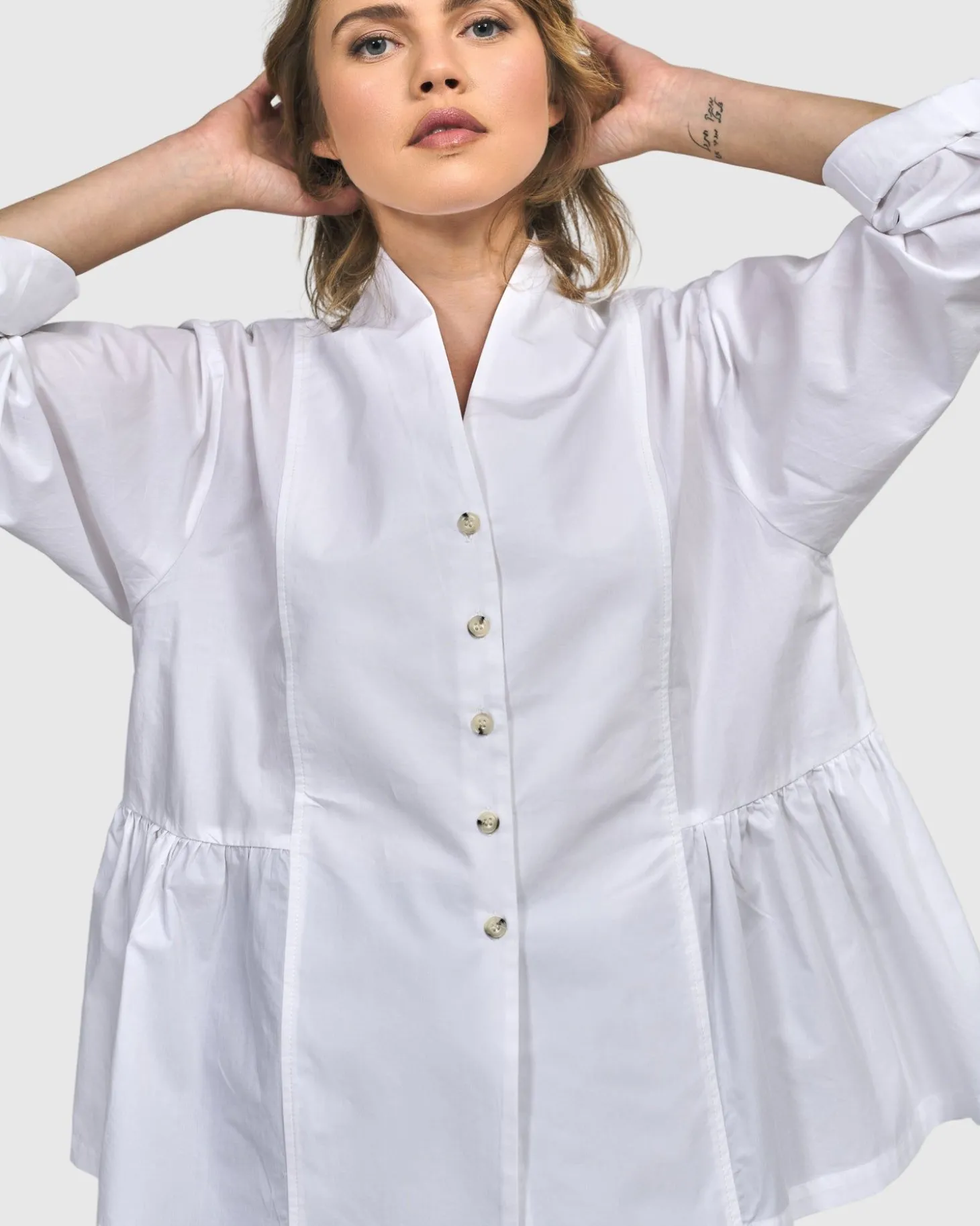 Addison Peplum Blouse, White