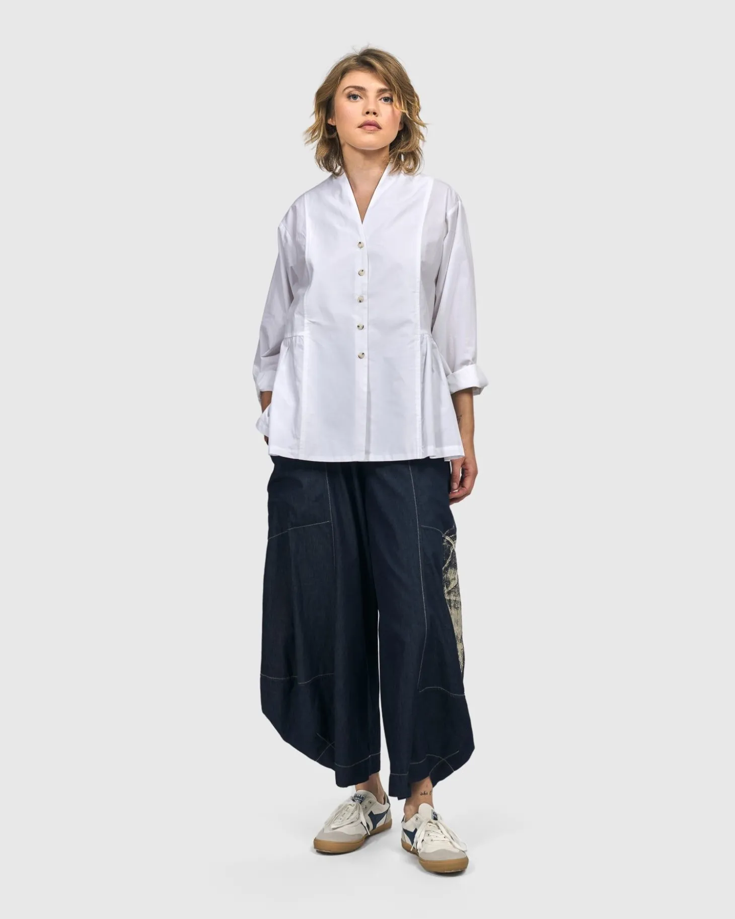 Addison Peplum Blouse, White