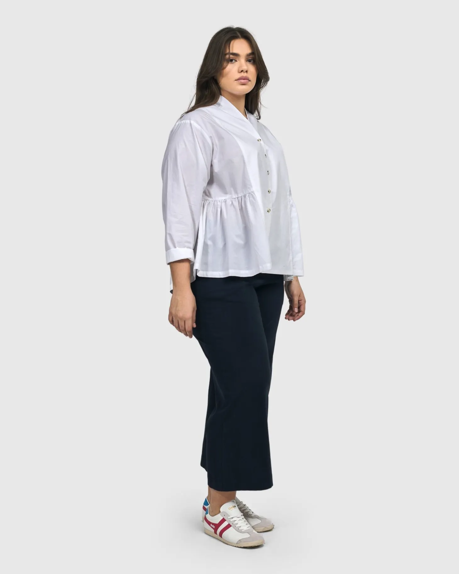 Addison Peplum Blouse, White