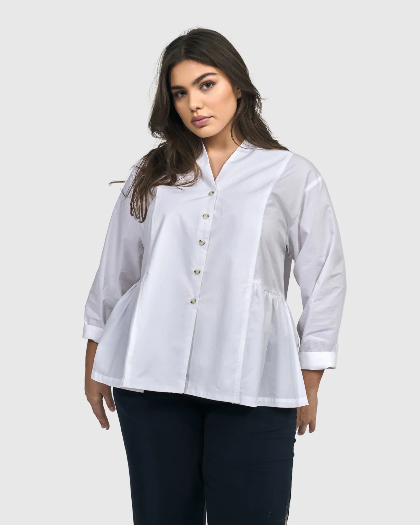 Addison Peplum Blouse, White