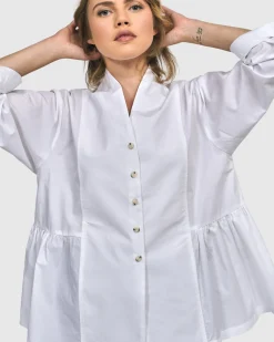 Addison Peplum Blouse, White
