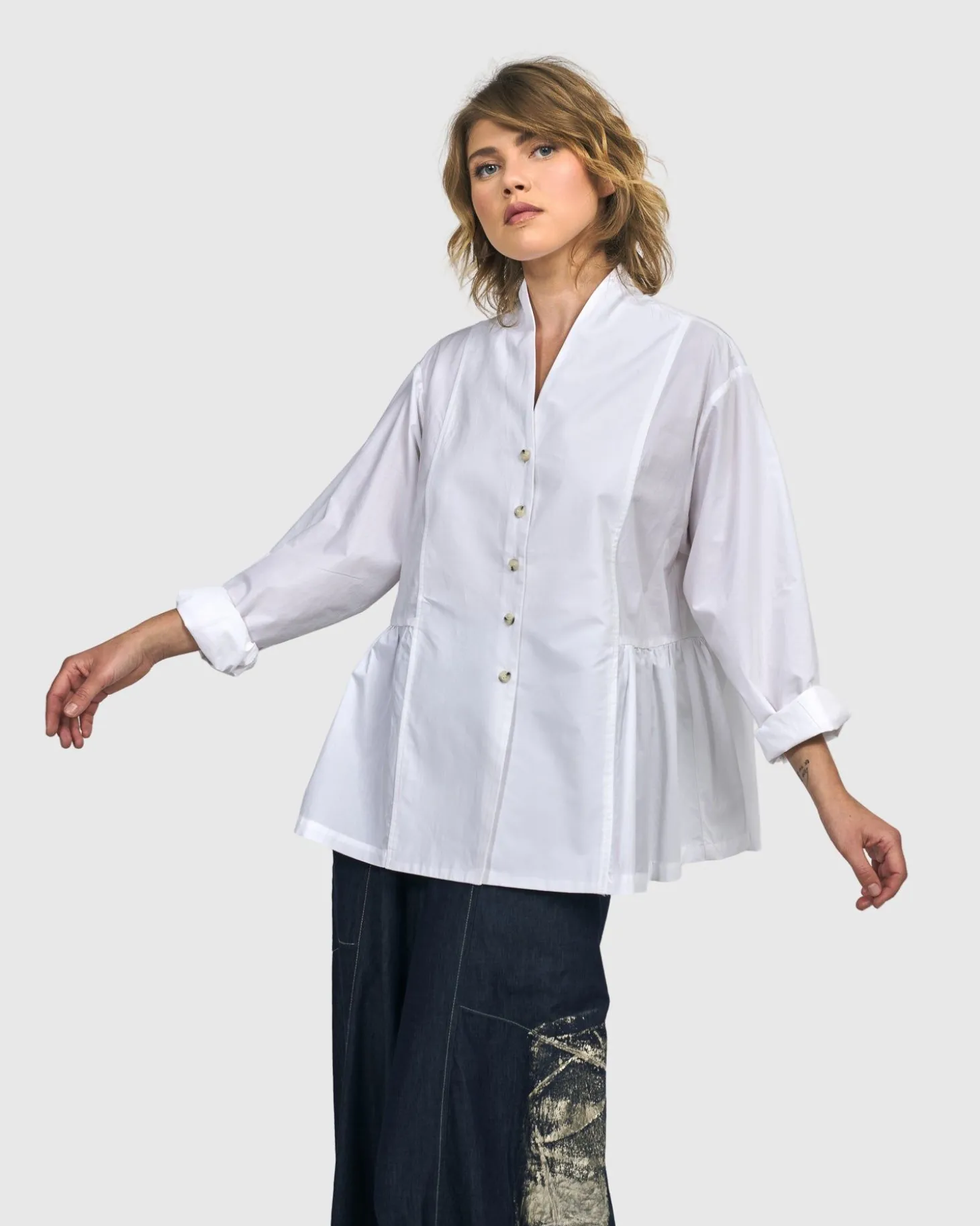 Addison Peplum Blouse, White