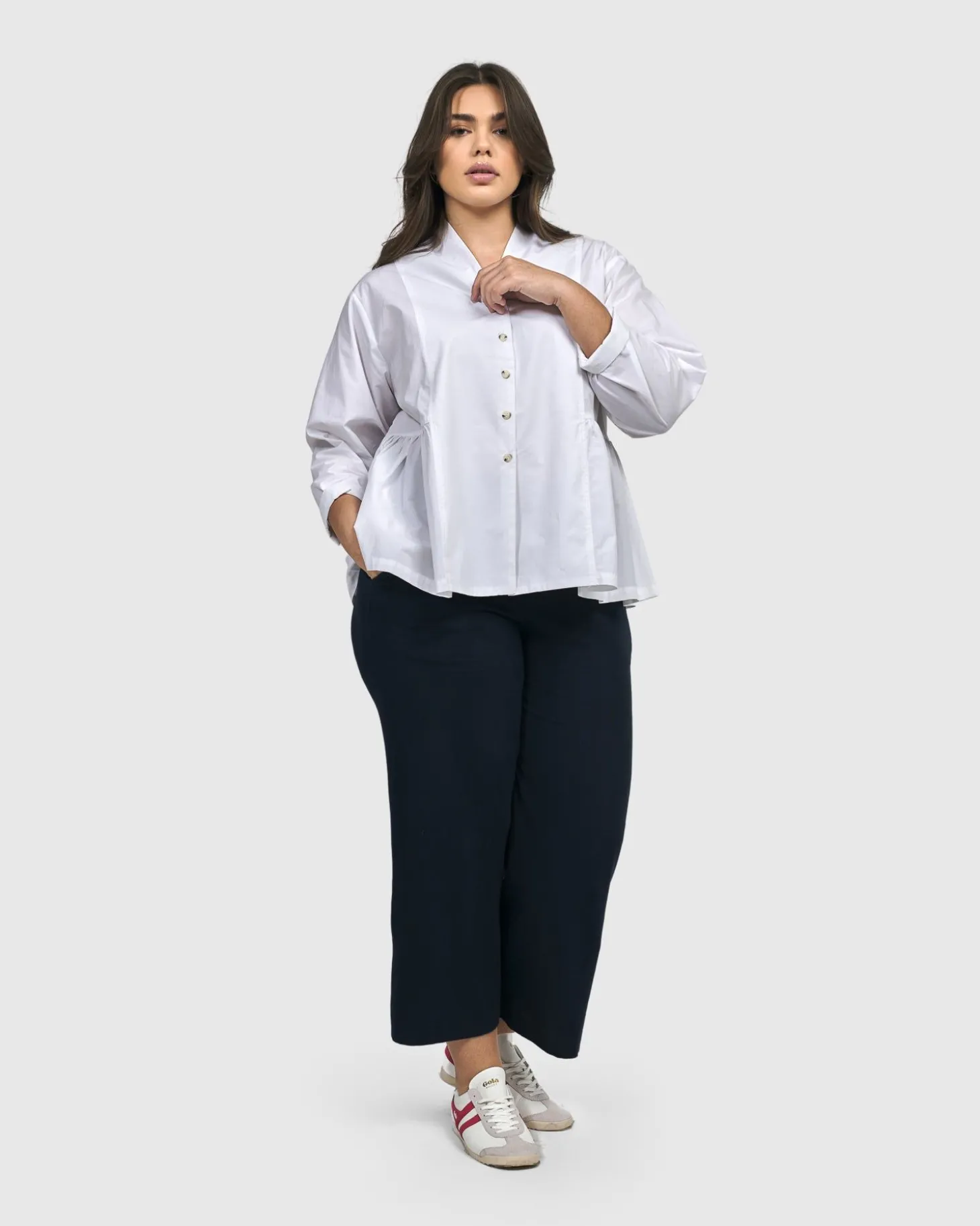 Addison Peplum Blouse, White