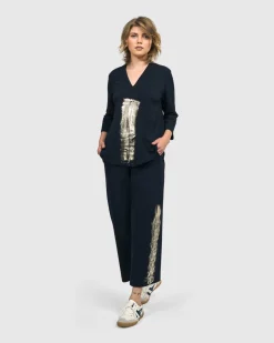 Alaska V-Neck Top, Navy
