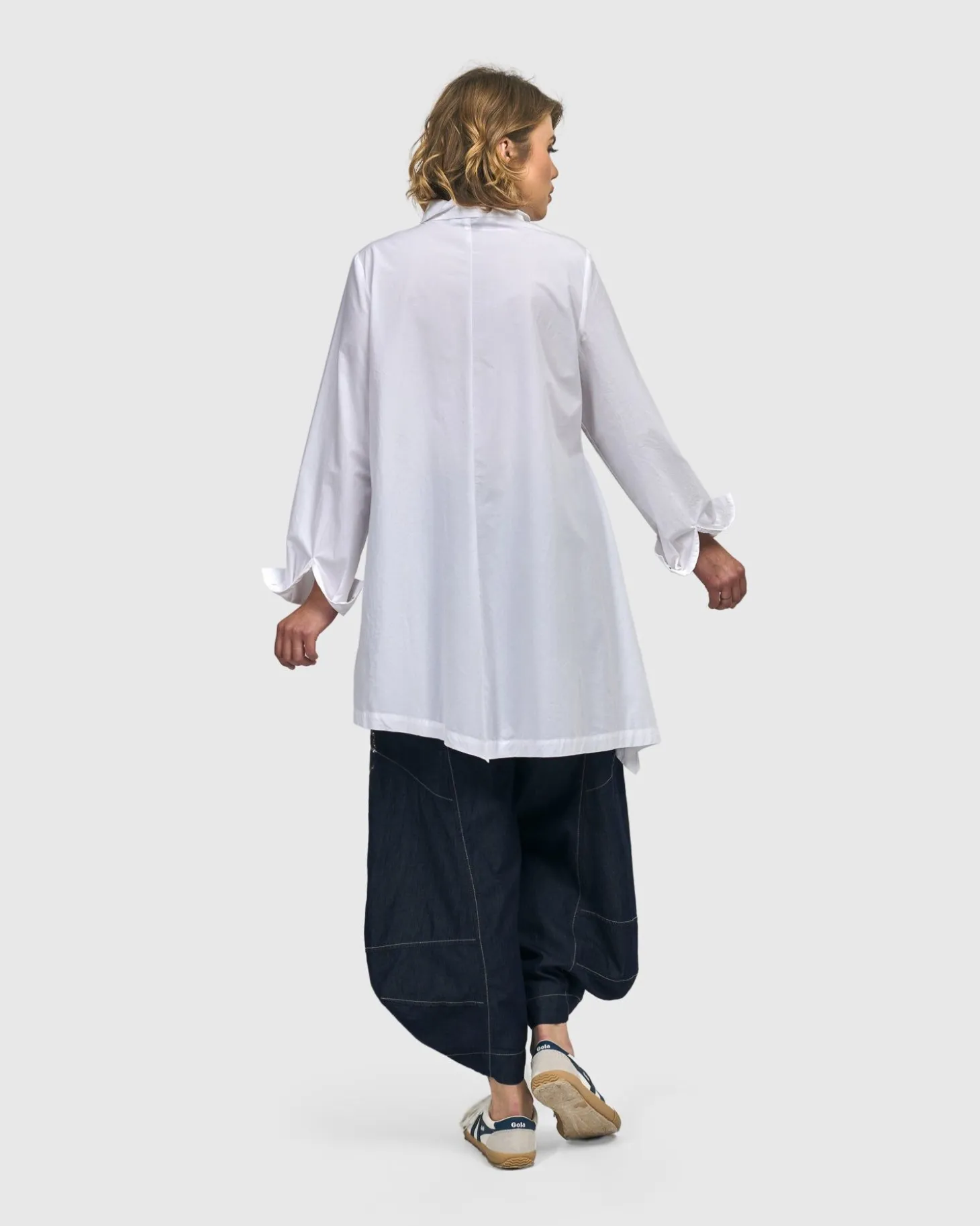 Albany Button Down Tunic Top, White