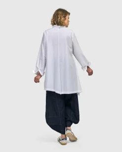 Albany Button Down Tunic Top, White