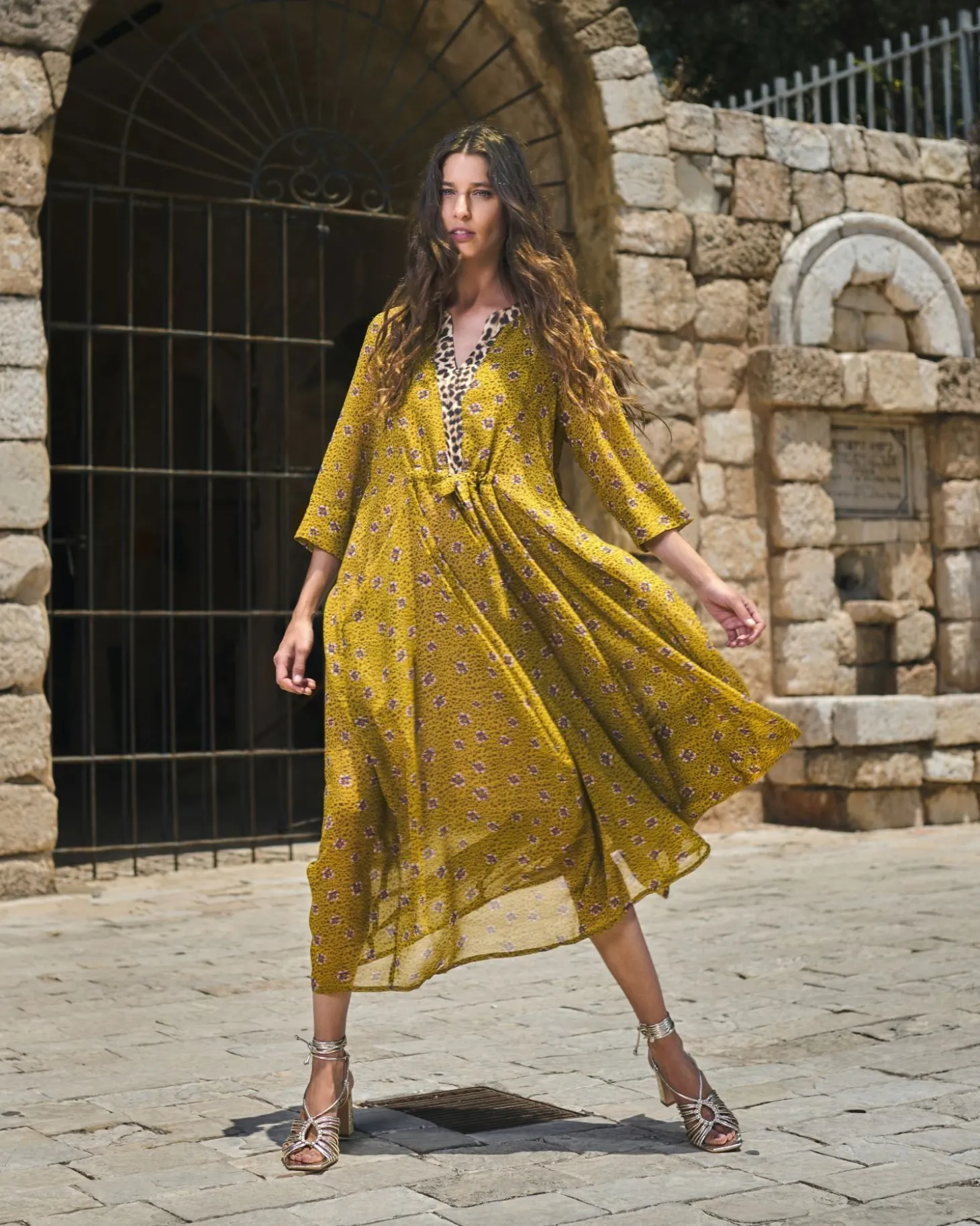 Amelie V-Neck Caftan, Meadow