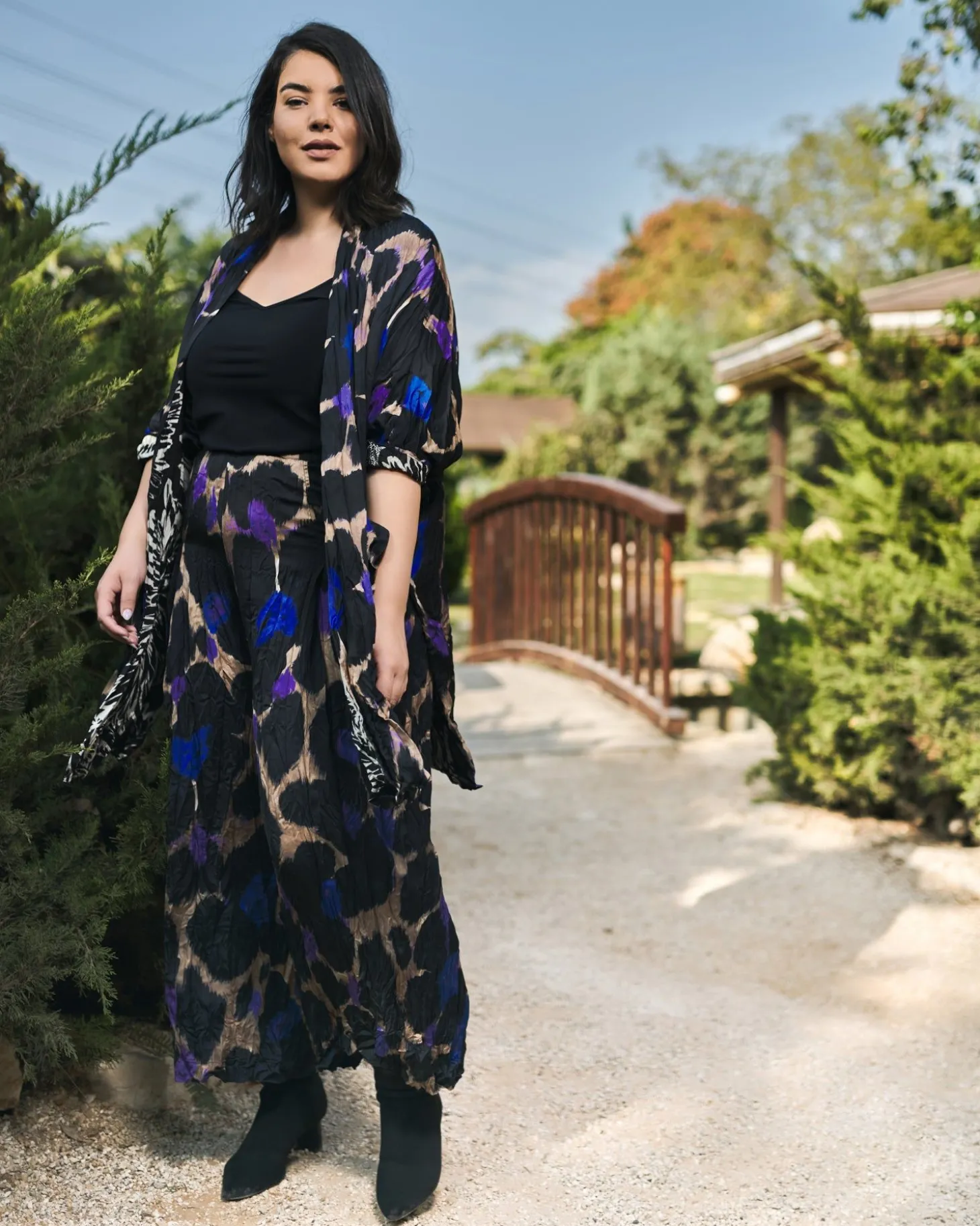 Amethyst Crinkle Palazzo Pants, Multi