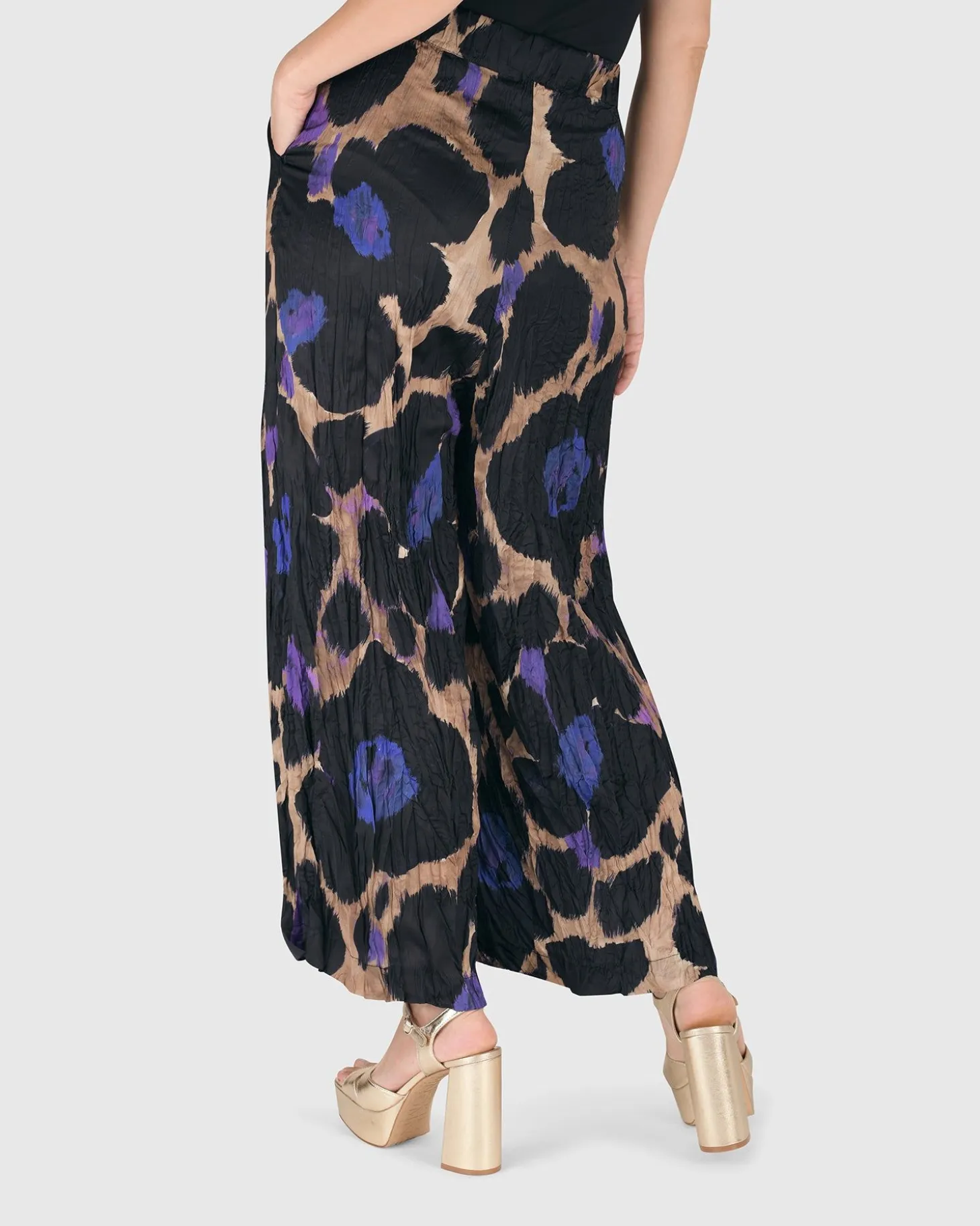 Amethyst Crinkle Palazzo Pants, Multi