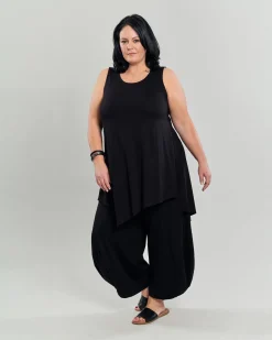 Ani Sleeveless Tunic Top, Black