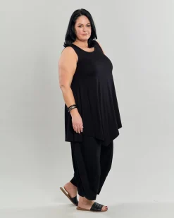 Ani Sleeveless Tunic Top, Black
