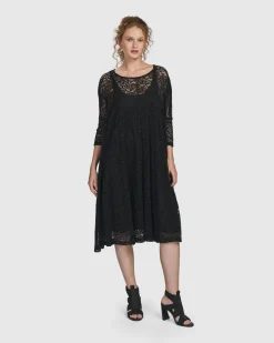 Artemis Trapeze Dress, Black