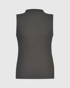 Asana High-Neck Top, Charcoal