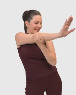 Asana High-Neck Top, Wine
