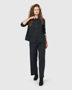 Audrey Shirt Jacket, Pinstripes