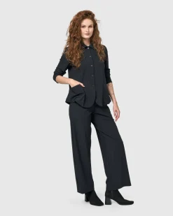 Audrey Shirt Jacket, Pinstripes
