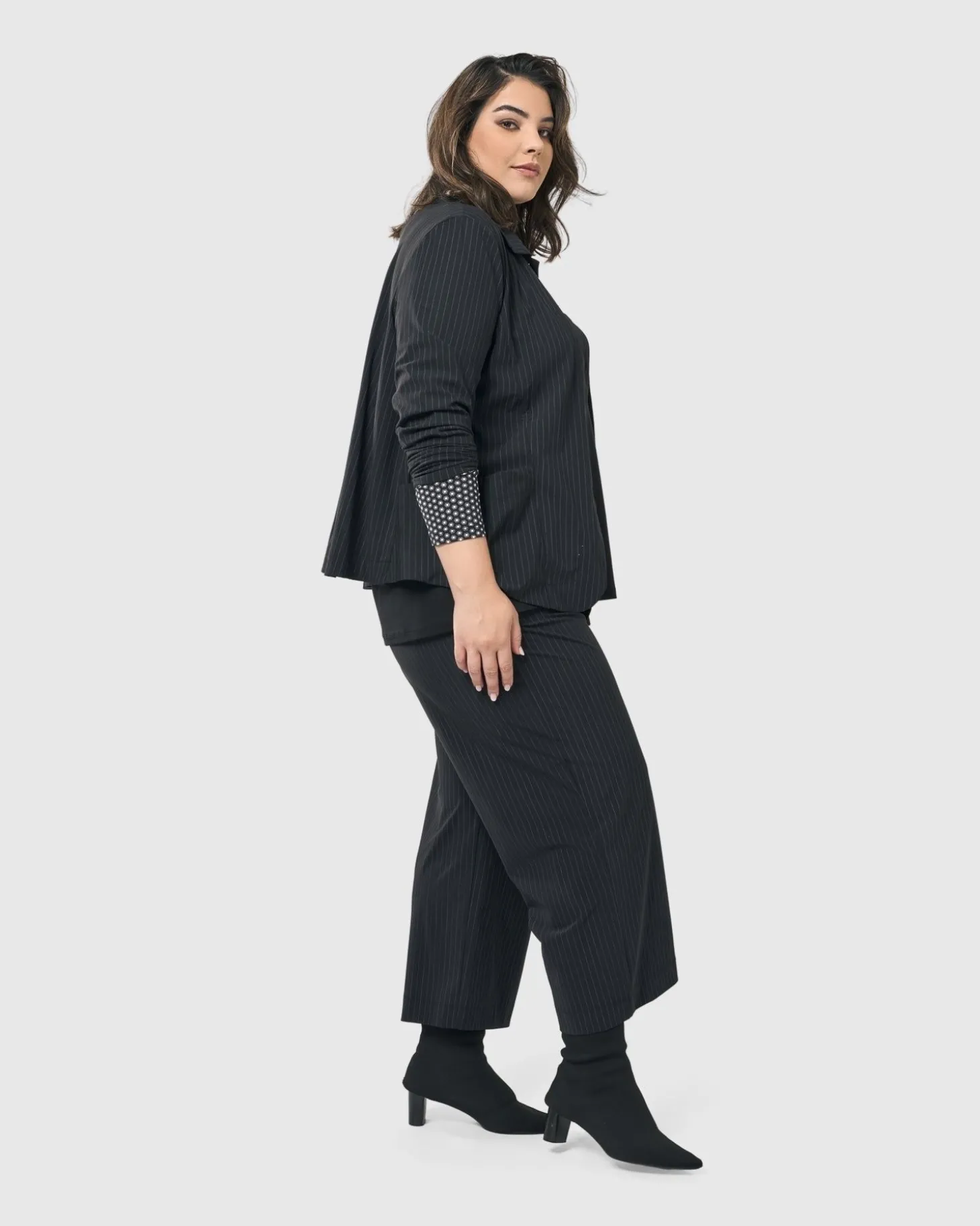 Audrey Shirt Jacket, Pinstripes