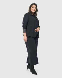 Audrey Shirt Jacket, Pinstripes