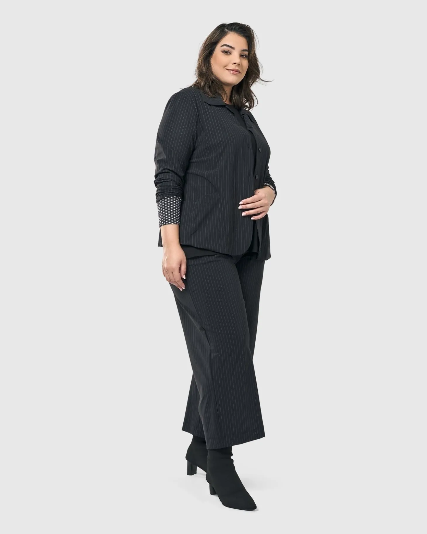 Audrey Shirt Jacket, Pinstripes