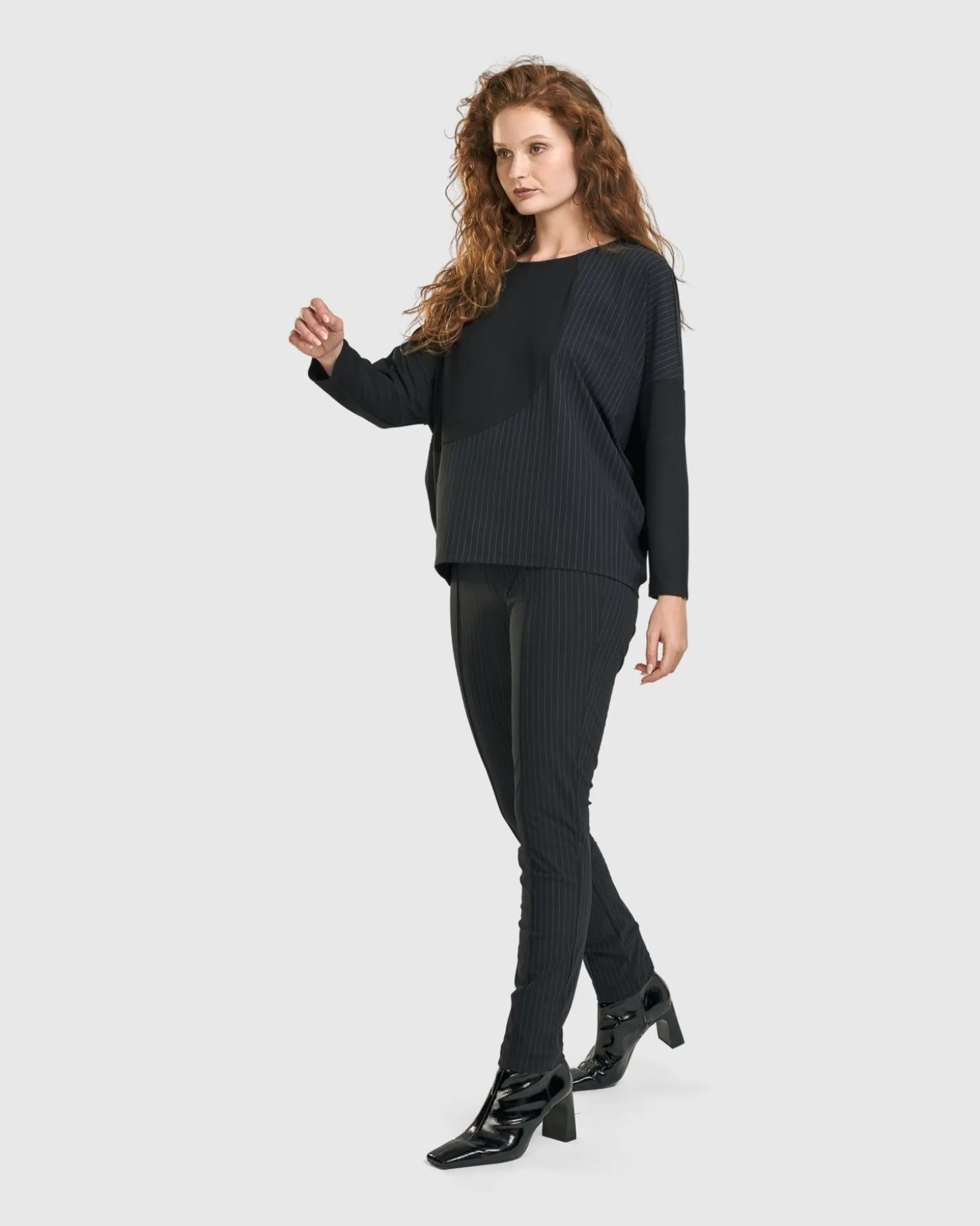 Audrey Slim Pants, Pinstripes