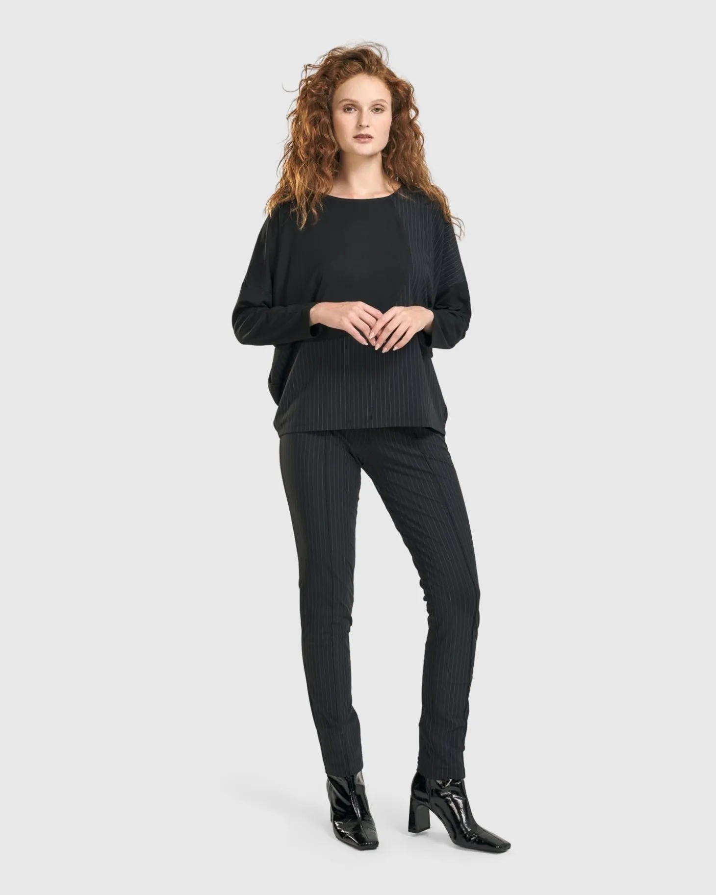 Audrey Slim Pants, Pinstripes