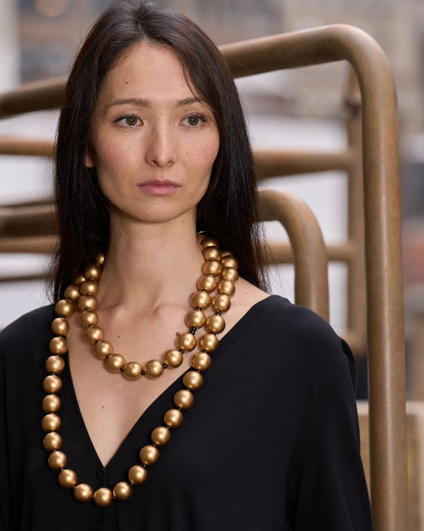 Big Bead Necklace, Gold