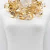 Big Double Water Lily Necklace, Gold