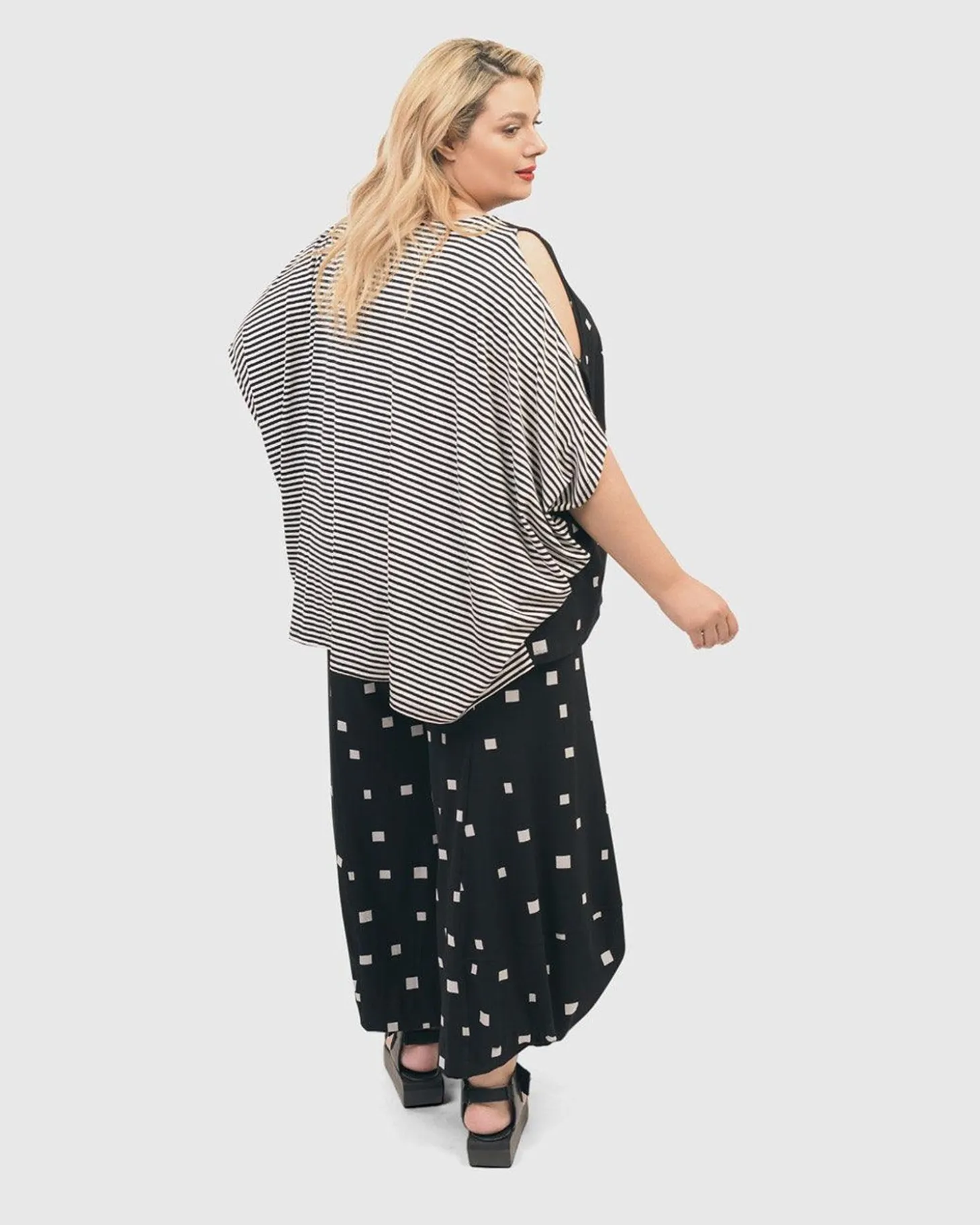 Boxy Dolman Cutout Top, Squares