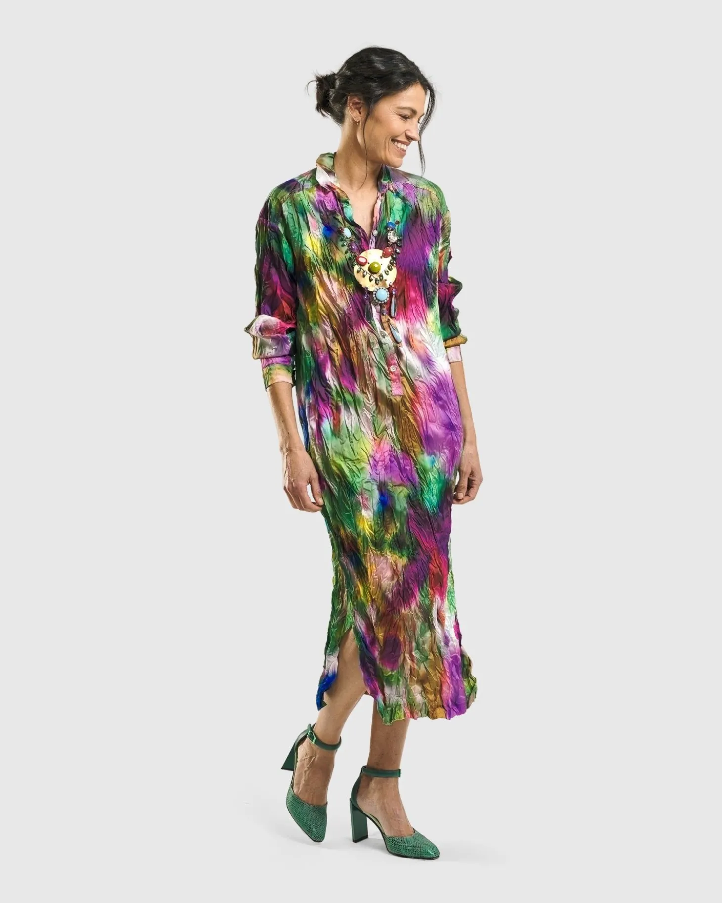 Celestia Crinkle Dress, Watercolor