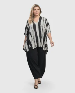 Charisma V Neck Hi-Lo Trapeze Top, Grunge