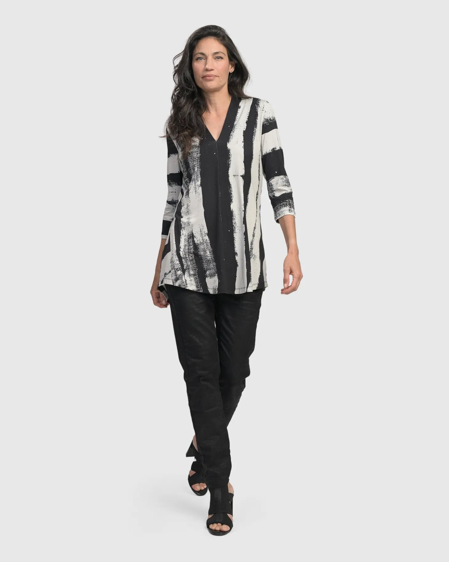 Charisma V Neck Tunic Top, Grunge