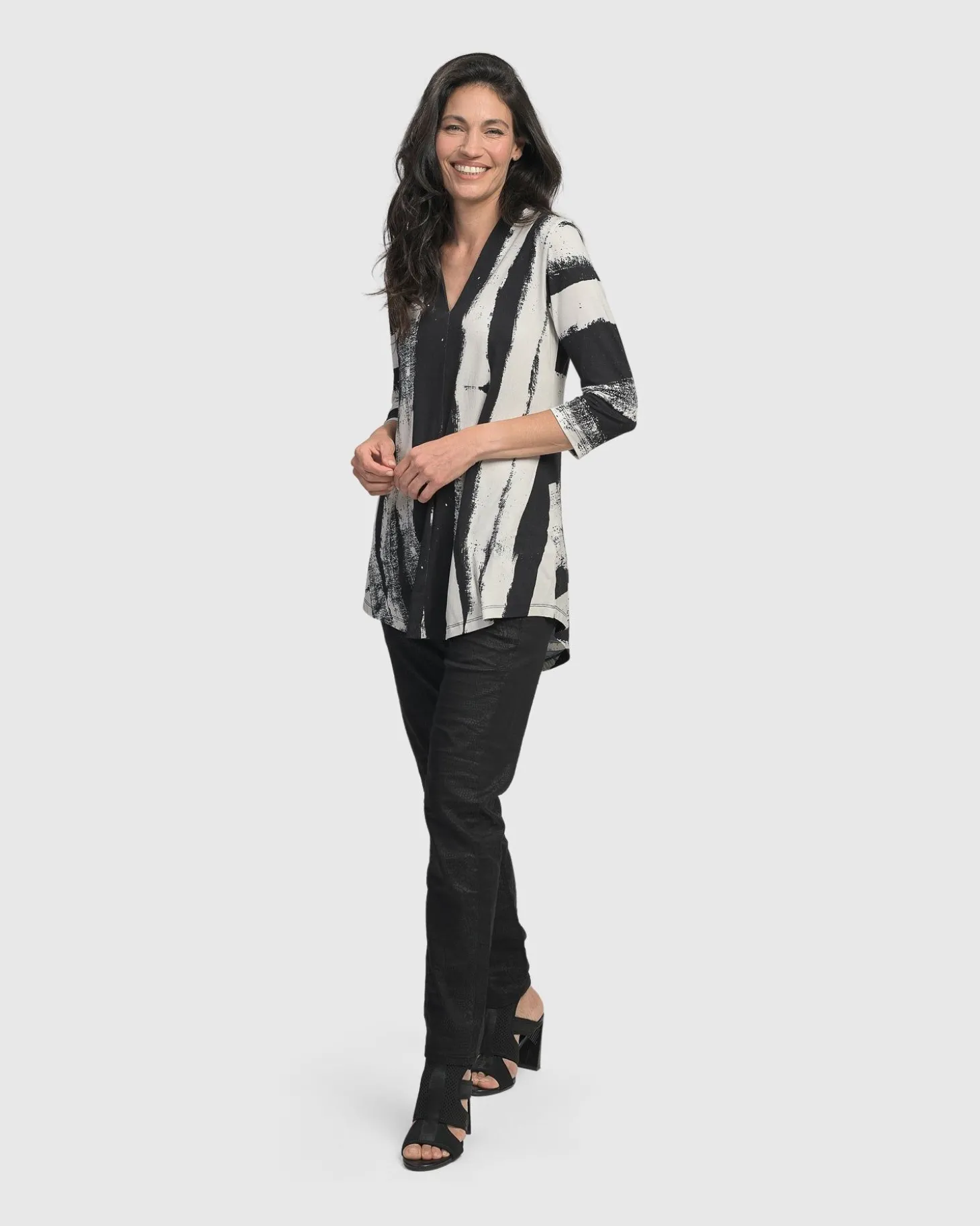 Charisma V Neck Tunic Top, Grunge