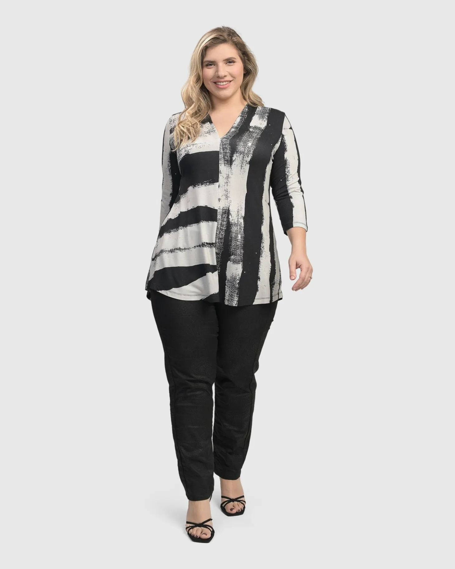 Charisma V Neck Tunic Top, Grunge