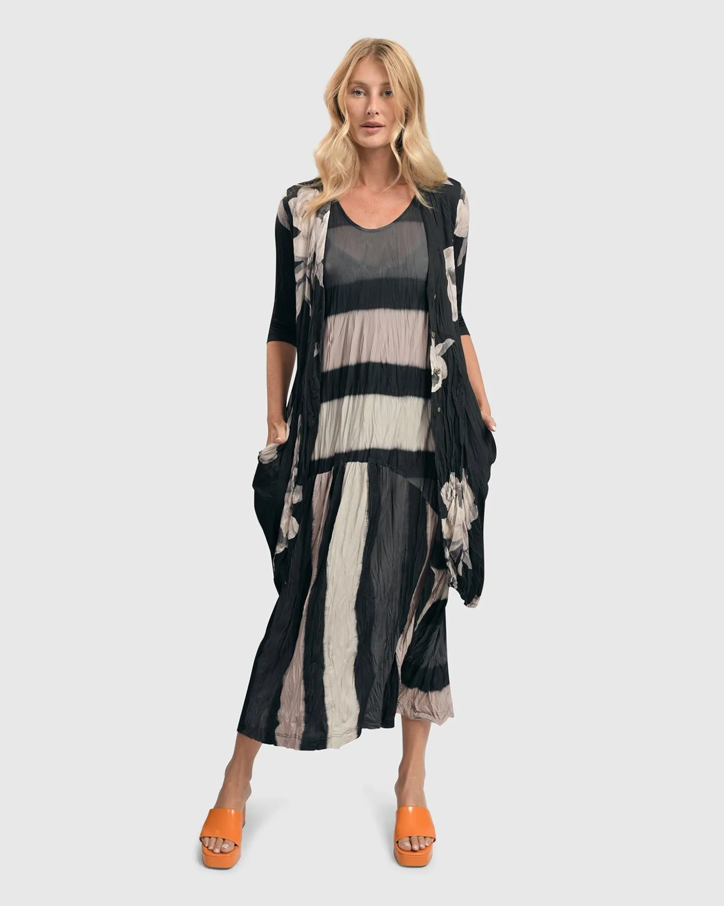 Charlie Crinkle Tank Dress, Stripe