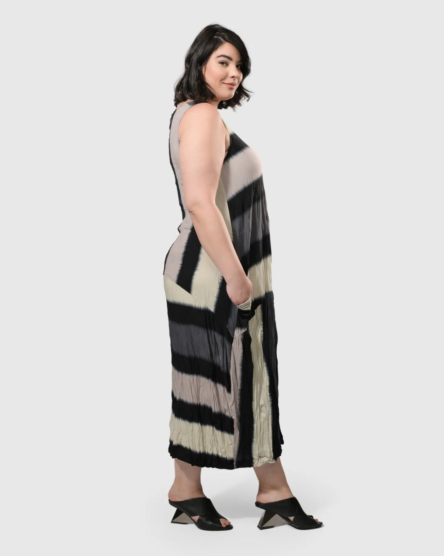 Charlie Crinkle Tank Dress, Stripe