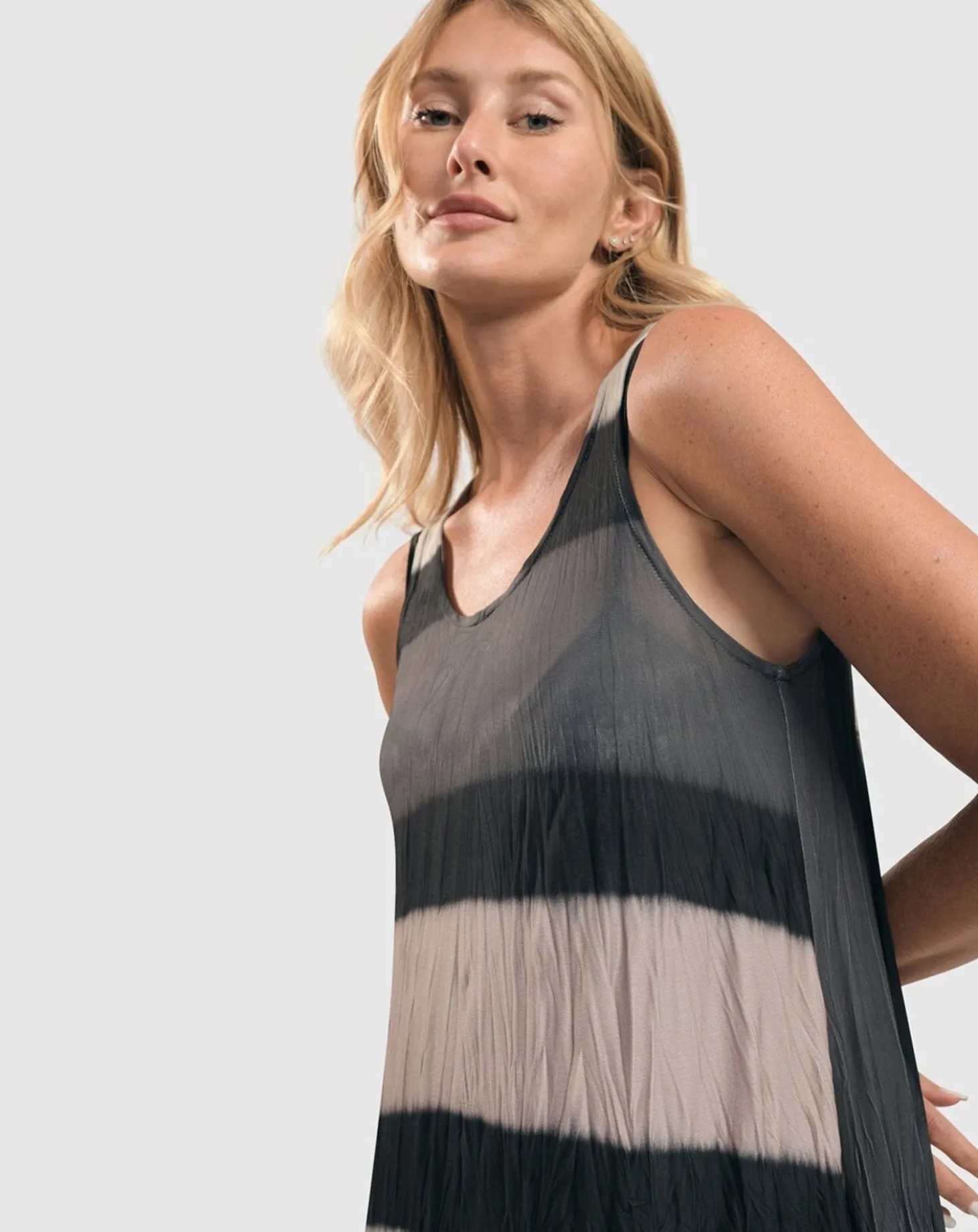 Charlie Crinkle Tank Dress, Stripe
