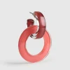 Circle Duet Earrings, Coral