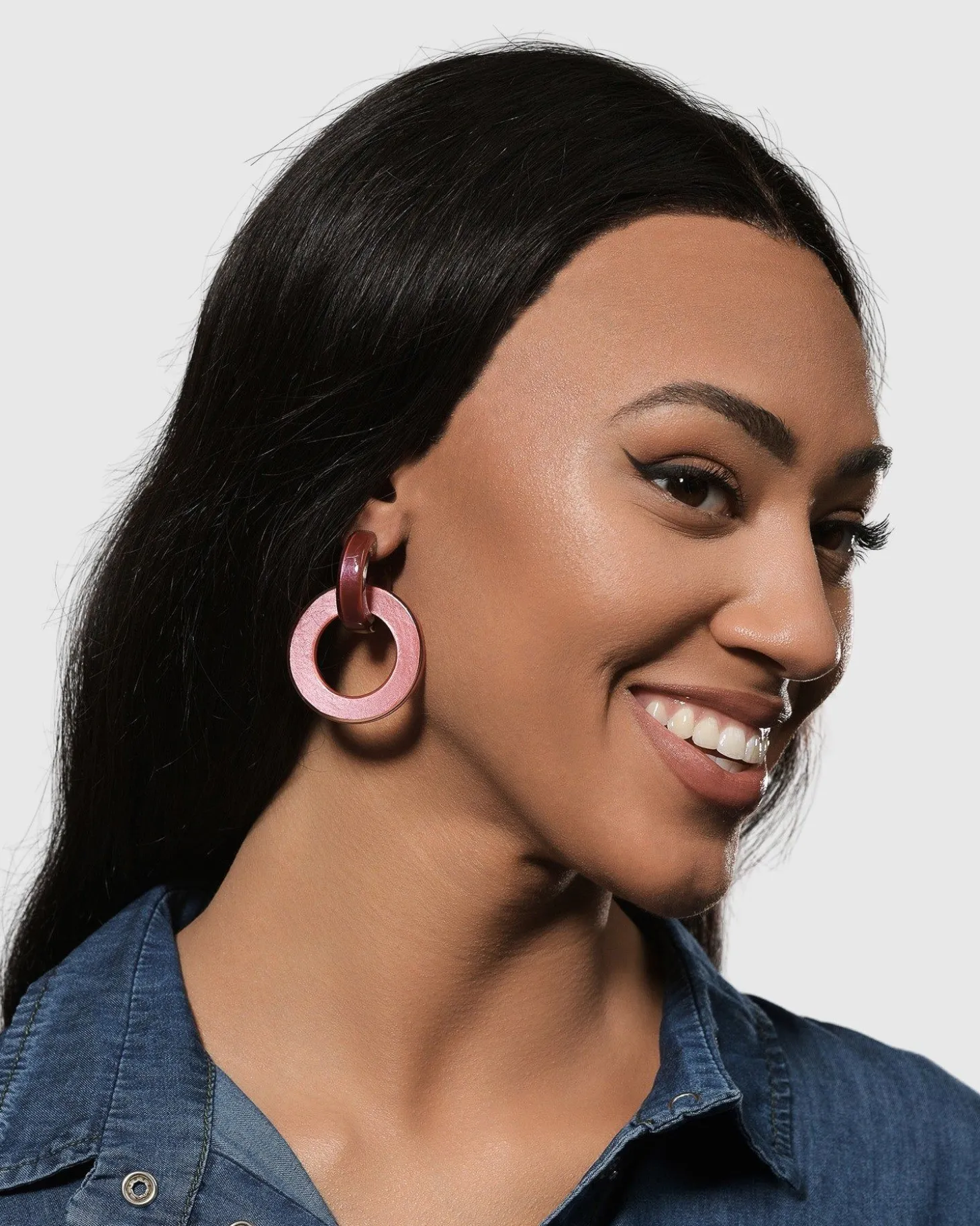 Circle Duet Earrings, Coral