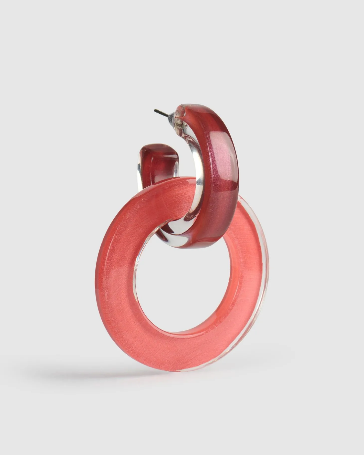 Circle Duet Earrings, Coral