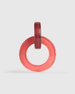 Circle Duet Earrings, Coral
