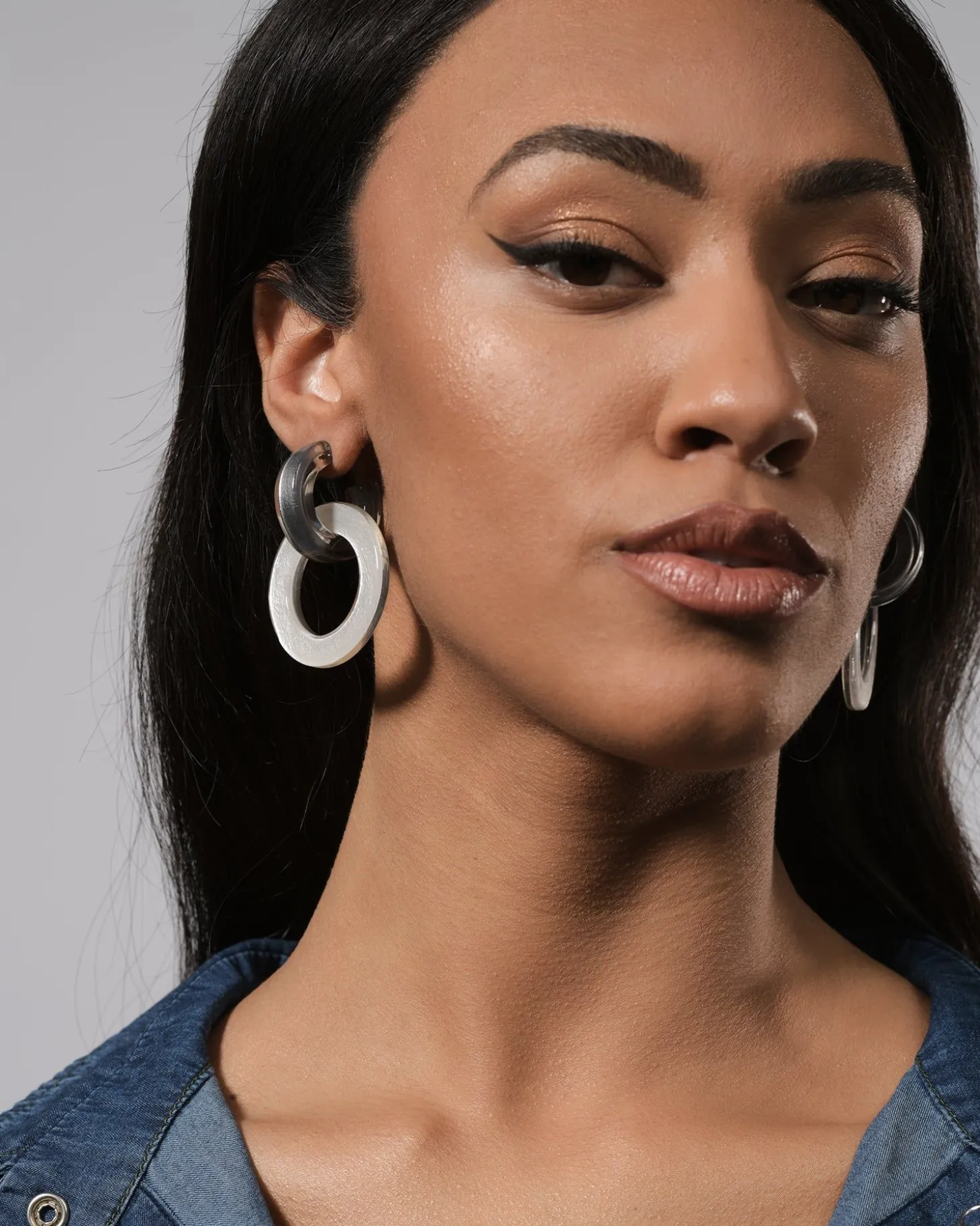 Circle Duet Earrings, Frost