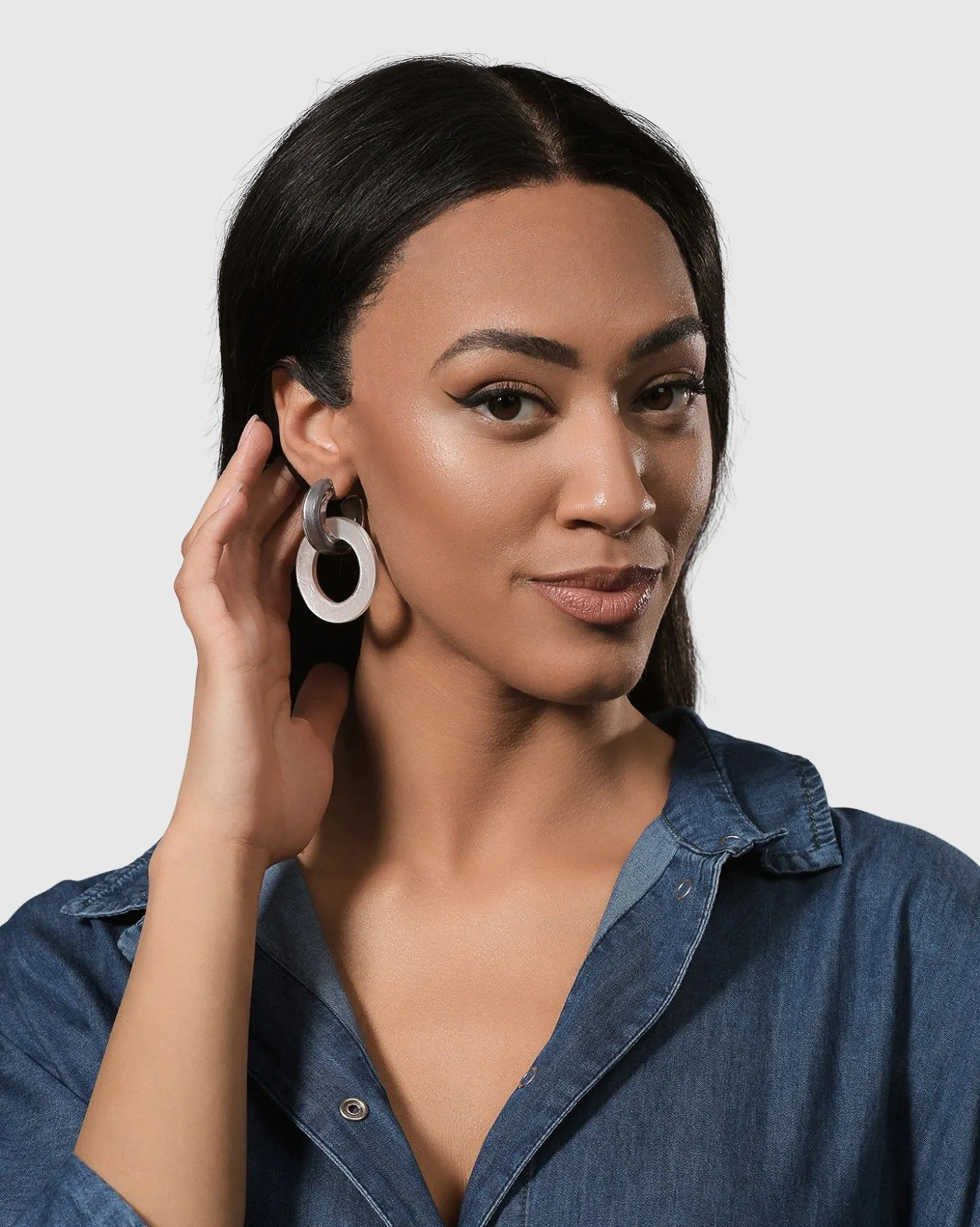 Circle Duet Earrings, Frost