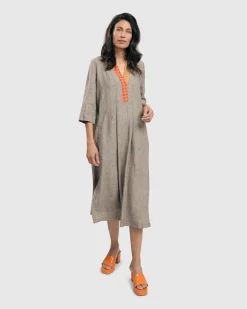 Cool Breeze Linen Maxi Dress, Ecru