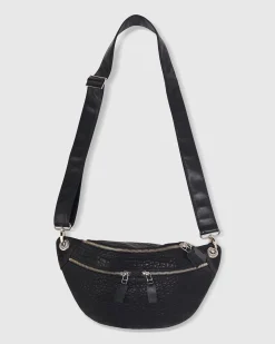 Crossbody Sling Bag, Black Strap
