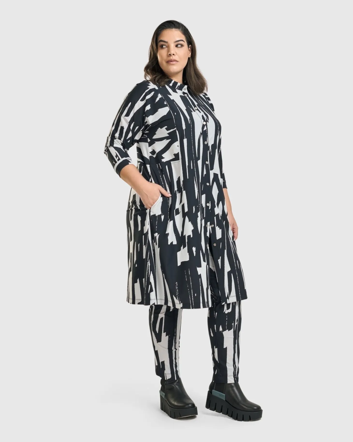 Cyber Shirt Dress, Brush