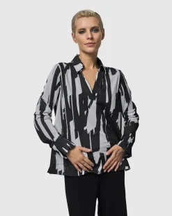 Cyber V-Neck Pullover Top, Brush