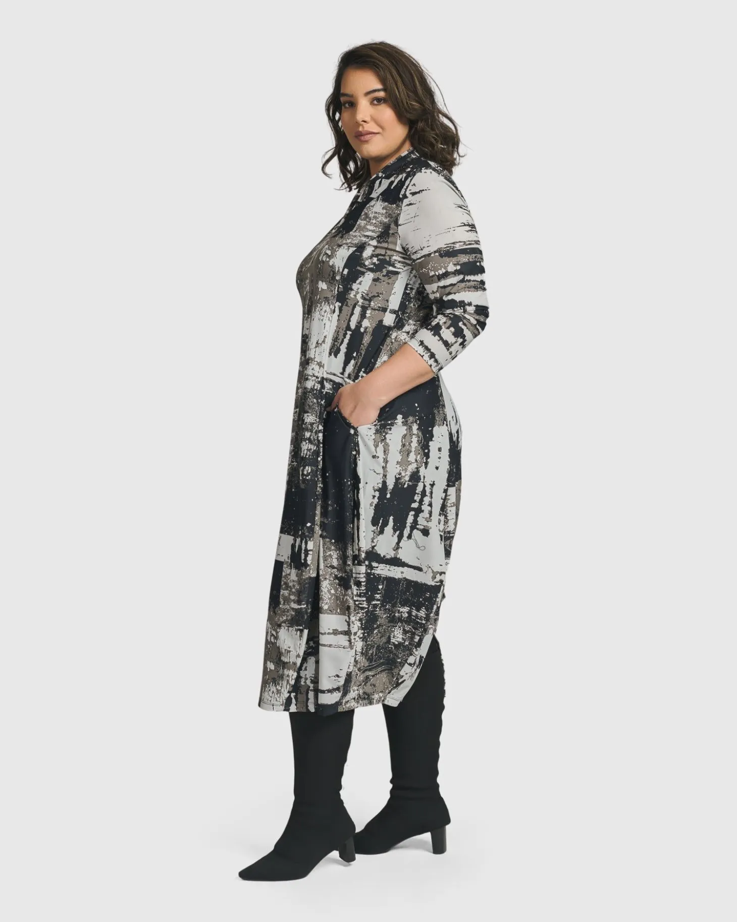 Digi Cocoon Dress, Marble