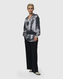 Digi V-Neck Pullover Top, Marble