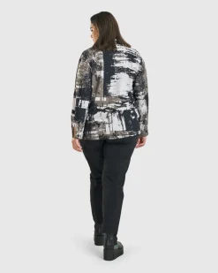 Digi V-Neck Pullover Top, Marble