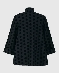 Dot Flocked Swing Jacket, Black